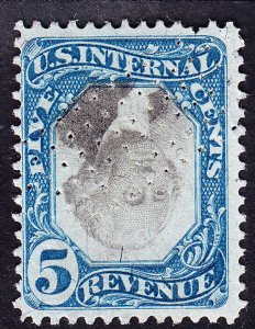 US R107a 5c 2nd Issue Revenue Inverted Center Used F-VF SCV $4000