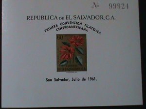 EL SALVADOR-WORLD STAMPS SHOW'61- COLORFUL LOVELY FLOWER-IMPERF MNH-S/S VF