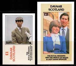 Davaar Scotland 1981 PRINCESS DIANA & PRINCE CHARLES 2 Souvenir Sheets MNH