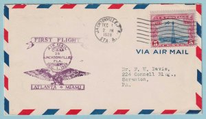 UNITED STATES FIRST FLIGHT COVER - 1928 JACKSONVILLE FL TO MIAMI FL - CV300