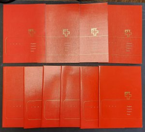 SWITZERLAND Official Yearsets 1984-1993, includes s/s & semi-postals, Scott $276