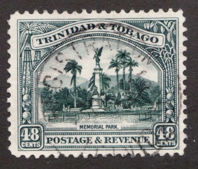 1935 Trinidad & Tobago - Sc#41 - 48¢ Statue & Palm Trees - Used, Mute  cv$19