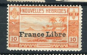 NEW HEBRIDES; 1940s early FRANCE LIBRE Opdt. issue Mint hinged 10c. value