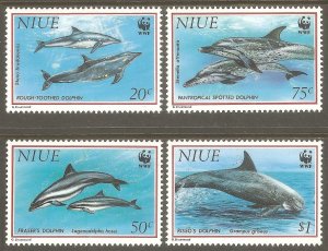 NIUE Sc# 651 - 654 MNH FVF Set of 4 WWF Dolphins