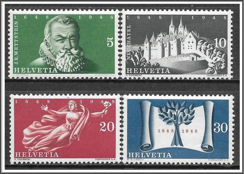 Switzerland #312-315 Tercentenary Of Independence Set MNH