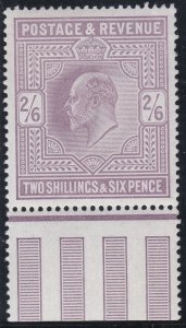 Sg260 M48(1) 1902 2/6 Lilac Bottom marginal stamp De La Rue UNMOUNTED MINT