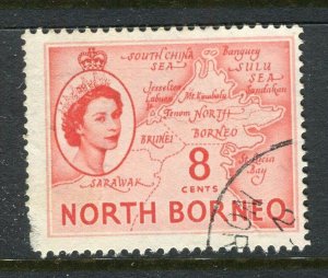 NORTH BORNEO; 1954 early QEII Pictorial issue fine used 8c. value