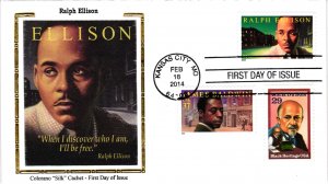 #4866 Ralph Ellison Black Heritage � 3 stamp Combo � Colorano Silk Cachet