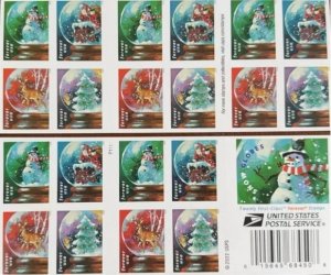 Snow Globes Christmas  forever stamps  5 Pane of 20, total 100pcs