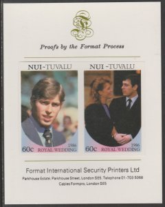 TUVALU 1986 WEDDING - ANDREW & FERGIE  imperf on FORMAT INTERNATIONAL PROOF CARD