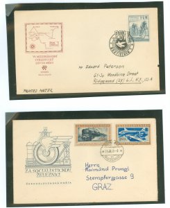 Czechoslovakia & Czech Republic  Two covers postally used, notch on one, small tear on the other.