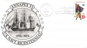 ANNAPEX VI U.S. NAVY BICENTENNIAL CACHET EVENT COVER CANCELLED ANNAPOLIS 1975