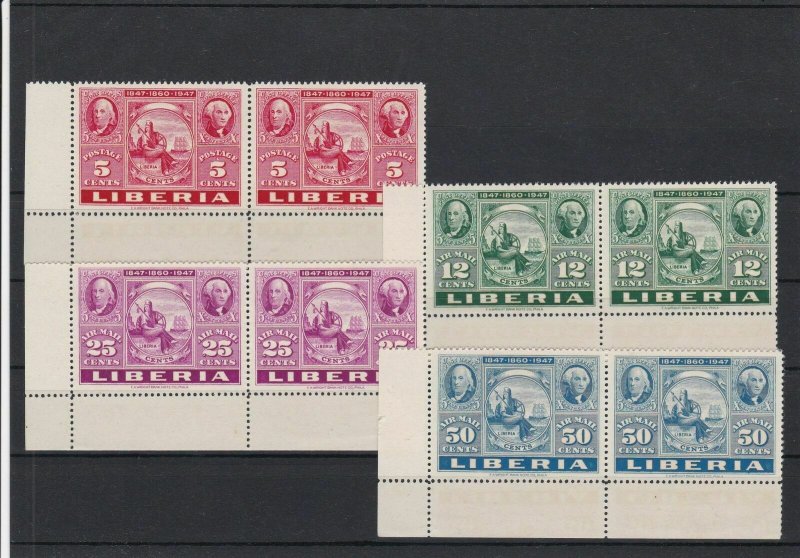 Liberia Postage Centenary Mint Never Hinged 1947 Stamps Ref 35980