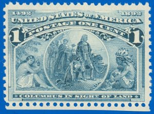 US Scott #230 1¢ Columbian Issue, Mint-VF-NH, Very Nice! SCV $32.50!