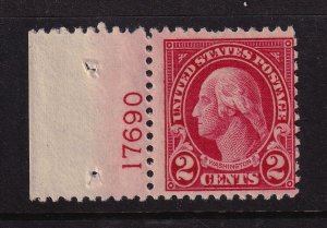 1923 Washington 2c carmine Sc 554 MNH left plate number single CV $15 (L01