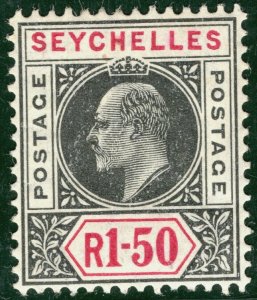 SEYCHELLES KEVII High Value SG.69 1.50R (1906) Mint LMM Cat £60 {samwells}BLUE80