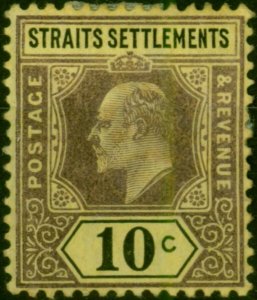 Straits Settlements 1902 10c Purple & Black-Yellow SG115 Fine MM