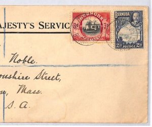 BERMUDA KGV Official CROWN EMBOSSED Cover Hamilton 1936 Boston USA {samwells}MJ3