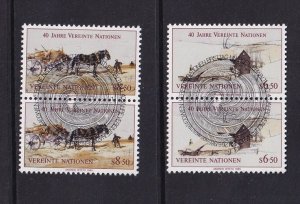 United Nations Vienna  #52-53  cancelled  1985  UN anniversary . pair