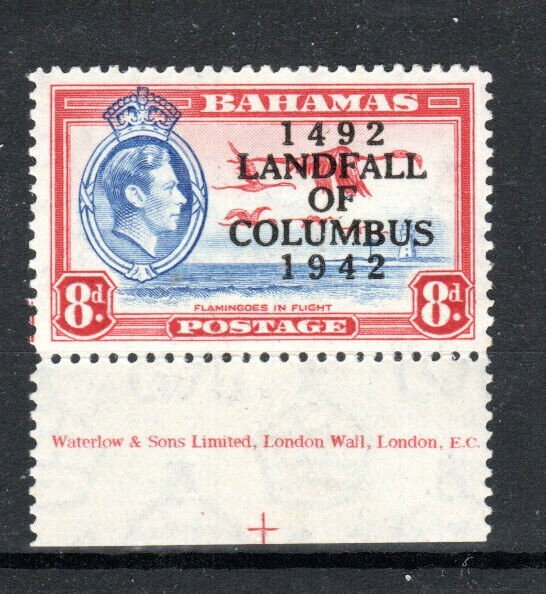 Bahamas 1942 8d Columbus opt with blade flaw SG 170 variety MLH