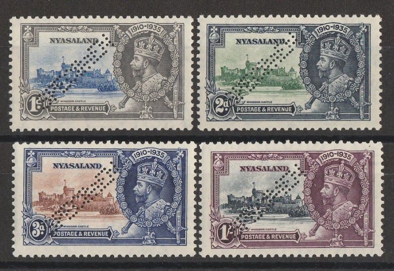 NYASALAND : 1935 KGV Silver Jubilee set 1d to 1/-, perf SPECIMEN. MNH **.