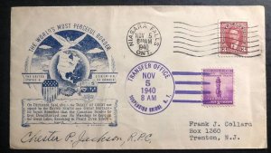 1940 Niagara Falls Canada Patriotic cover To Trenton USA Wolds Peaceful Border