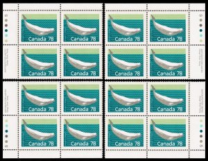 Canada Scott 1179 Blocks, All 4 Corners, Slater Paper (1990 )Mint NH VF M