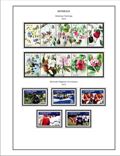 COLOR PRINTED BERMUDA 2000-2020 STAMP ALBUM PAGES (55 illustrated pages)