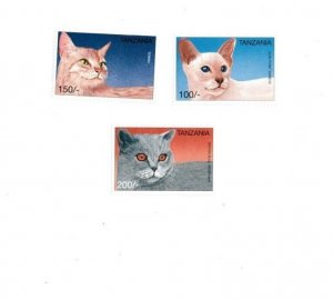 Tanzania 1996 - Cats - Set of 3 Stamps - MNH