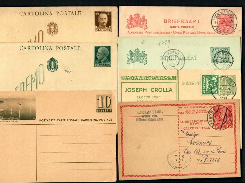 Lt 23 (18) Postal cards, Austria Surch. BITTE Hungary Italy Netherlands  Switz.