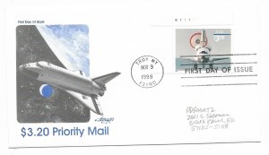 US 3261 $3.20 Priority Mail plate # single on FDC Artmaster Cachet ECV$25.00
