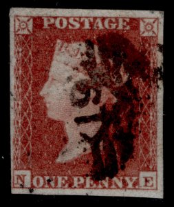 GB QV SG8, 1d red-brown PLATE 157, FINE USED. Cat £40. NE