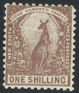 NEW SOUTH WALES 1888 CENTENARY 1/- KANGAROO WMK CROWN/NSW SG W40 PERF 11 X 12  