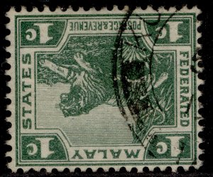 MALAYSIA - Fed. Malay EDVII SG29aw, 1c yell-green WMK CROWN TO RIGHT OF CA, FU.