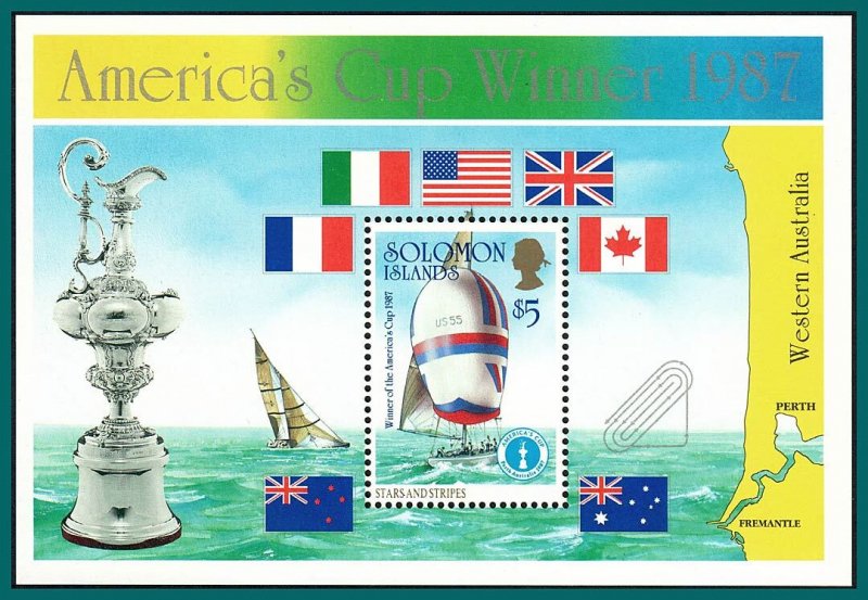 Solomon Islands 1987 Americas Cup Yachting, MS MNH #575,SGMS575