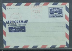 Iceland AG5 Aerogram.  MNH see description