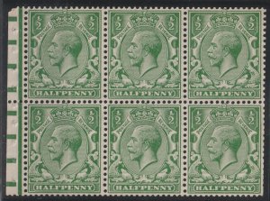 Great Britain Scott# 187b SG# NB13 1924 KGV VF MNH Booklet Pane