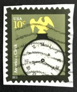 US #3757 BT Used Single On Paper American Clock