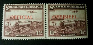 South West Africa: 1938, 1.5d mail train, 'official', joined pair SG O17, V LHM.