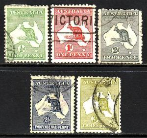 AUSTRALIA 1-5 Used '13 Kangaroo to 3d value $42.00