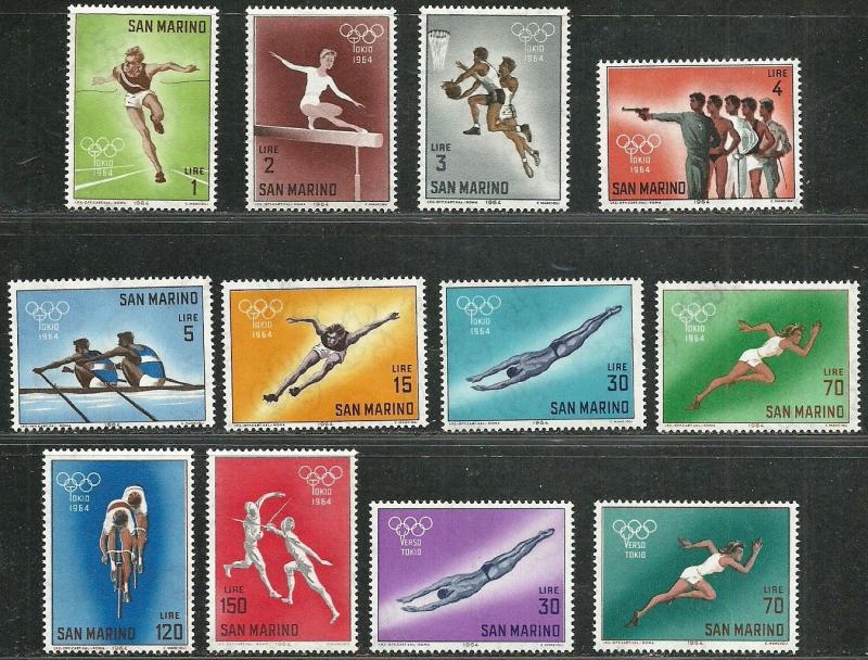 SAN MARINO 1964 Very Fine MNH Stamps Set Scott 582-593 18th Olympic Games Tokyo