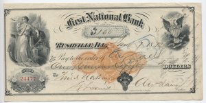 1870 First National Bank of Rushville IL vignetted RN-D1 draft [6514.79]