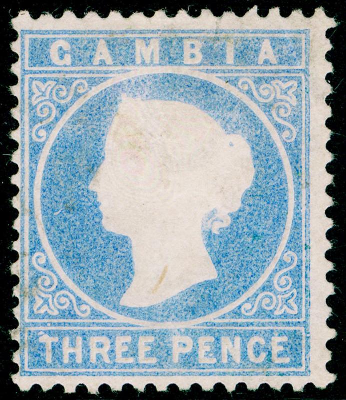 GAMBIA SG14cB, 3d pale dull ultramarine, UNUSED. Cat £65. WMK CC