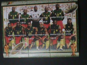 CONGO 2002- KOREA -JAPAN WORLD CUP SOCCER-CAMEROON TEAM-MNH SHEET-VF-LAST ONE