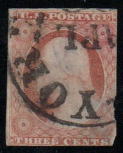 US #11 VF/XF, super nice town cancel, pressed crease,   super select!