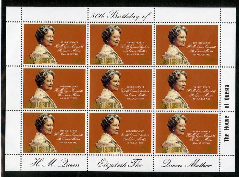 SAMOA 532 SHEET OF 9 SCV $16.50 BIN $8.25