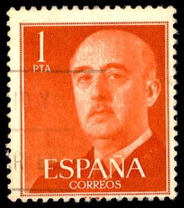 SPAIN Sc 825 USED - 1954 1p Gen. Francisco Franco