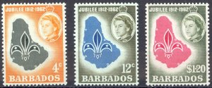 Barbados Sc# 254-256 MH 1962 Boy Scouts 50th