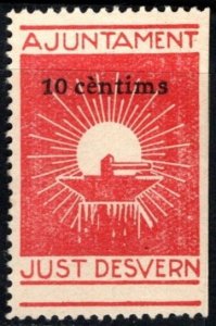 1937 Spain Civil War Charity Poster Stamp 10 Cent Sant Just Desvern Town Hall