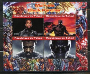 Chad 2021 Marvels Super Heroes Black Panther sheet of four mint nh